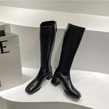 Load image into Gallery viewer, Women's Over-The-Knee Slim High Boots | Chunky Heel PU Leather | Black Brown Beige Khaki