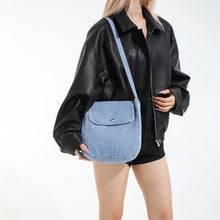 Load image into Gallery viewer, Women's Denim Crossbody Bag - Urban Minimalist Shoulder Bag with Adjustable Strap