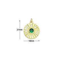 Load image into Gallery viewer, CZ Gold Radical Coin with Emerald Green Center Charm Pendant, Sku#LK1174