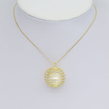 Load image into Gallery viewer, Large Gold Silver Large White Pearl Cage Charm Pendant, Sku#A328