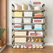 Load image into Gallery viewer, 7-Tier Iron Shoe Rack – Space-Saving, Floor-Standing