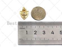 Load image into Gallery viewer, Dainty CZ Micro Pave Evil Eye On Shield Shape Charm/Pendant, Heart Shape Charm, Gold Lock Pendant, Gold plated charm, 13x11mm, Sku#JL11