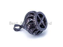 Load image into Gallery viewer, CZ Micro Pave Crown Pendant Tassel Cap/Tassel Head, Rhodium Plated CZ End Cap, sku#F69
