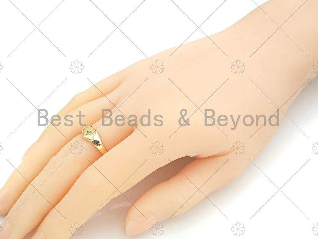 Gold Heart Star Signet Adjustable Ring, Sku#X185