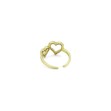 Load image into Gallery viewer, Clear CZ Double Duddle Heart Statement Adjustable Ring, Sku#A449