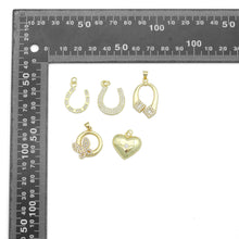 Load image into Gallery viewer, Clear CZ Gold Horseshoe Heart Butterfly Charm Pendant,Sku#LK1253