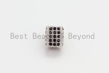 Load image into Gallery viewer, CZ Micro Pave Drum Barrel Space Beads, Cubic Zirconia Large Big Hole Space Tube Beads, 7x6mm,SKU#G38