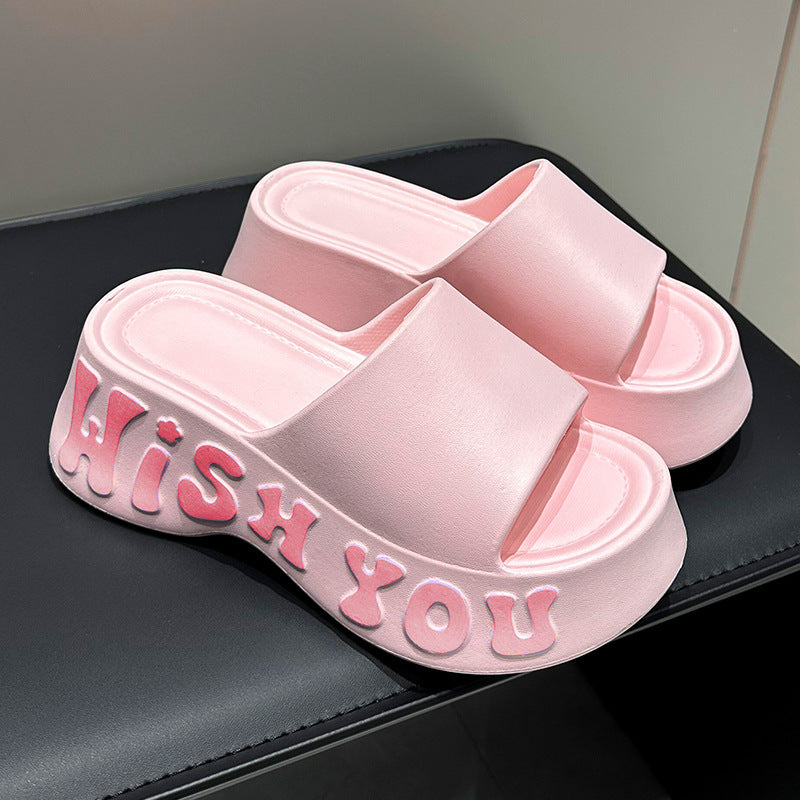 Women's Platform Slippers - Non-Slip Thick Sole Height Increasing Flip Flops