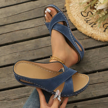 Load image into Gallery viewer, Cross-Strap Wedge Sandals