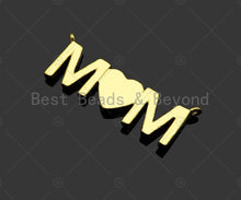 Load image into Gallery viewer, Gold Filled Red Enamel Heart CZ Micro Pave MOM Shape Pendant, 18K Gold Filled Charm, Mother's day, Necklace Pendant,11x32mm,Sku#LD125
