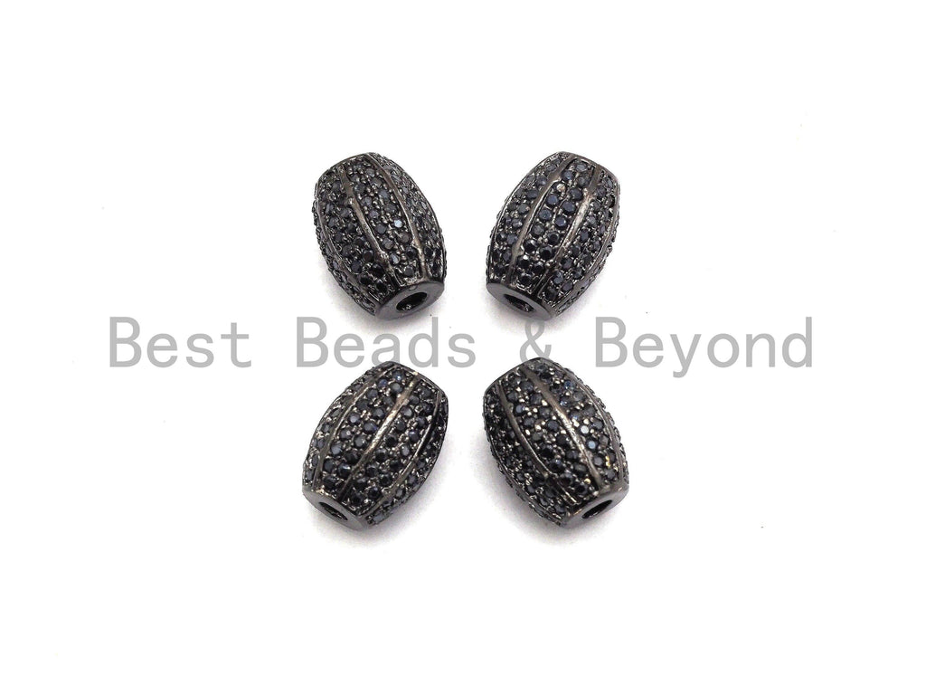 Black CZ Pave On Black Micro Pave Oval Spacer Beads Crystal for Bracelet/Necklace, Cubic Zirconia Beads, 10x13mm, sku#G414