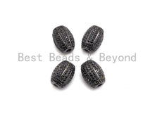 Load image into Gallery viewer, Black CZ Pave On Black Micro Pave Oval Spacer Beads Crystal for Bracelet/Necklace, Cubic Zirconia Beads, 10x13mm, sku#G414