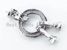 Load image into Gallery viewer, Large CZ Micro Pave Focal Clasp, 3-way Connector Clasp for jewelry Making, Gold Silver Focal Pendant Clasp, 38mm, sku#L156