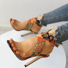 Load image into Gallery viewer, Fashionable Printed Stiletto Heel Plus-Size Women's Sandals - Stylish Round Toe Stiletto Heels