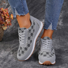 Load image into Gallery viewer, Flower Print Lace-Up Sneakers