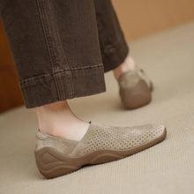 Load image into Gallery viewer, Women's Square Toe Hollowed-out Inner Wedge Heel Shoes | Sheepskin Slip-On Retro Comfort Flats | Sarah Express