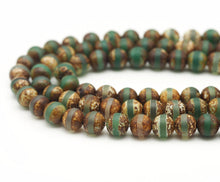 Load image into Gallery viewer, One Line Green Tibetan Agate 10mm Round Smooth Beads, Sku#U1317