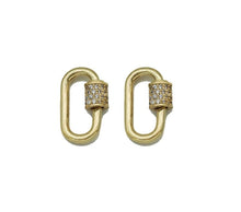 Load image into Gallery viewer, 18K Gold CZ Pave Oval Shape Screw Clasp, Carabiner clasp, Sku#H340