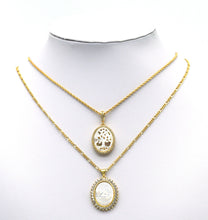 Load image into Gallery viewer, CZ Mother of Pearl Angel and Life Tree Oval Charm, Sku#L676