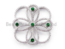 Load image into Gallery viewer, 35mm CZ Micro Pave Focal Flower Pendant, Flower Focal beads, Focal Connector Beads, Fashion Jewelery Findings, SKU#L241