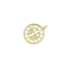 Load image into Gallery viewer, Clear CZ Gold Cross On Round Charm Pendant, Sku#L727