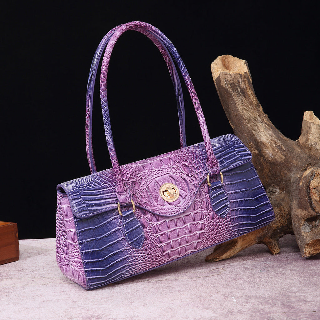Women's Crocodile-Print Shoulder Tote Bag - Retro European Style PU Leather Handbag