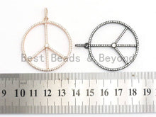 Load image into Gallery viewer, Large CZ Micro Pave Peace Sign Pendant, Cubic Zirconia Pendant/Charm,Pave Findings, Gold/Black/Silver/Rose Gold,36x39mm, sku#F561