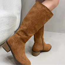 Load image into Gallery viewer, Women's Suede Knee-High Boots | Side Zipper Mid-Heel | Knee High Boots for Women