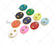 Load image into Gallery viewer, Colorful Enamel Oval Puffy Link Pendant Charm, Sku#LK222