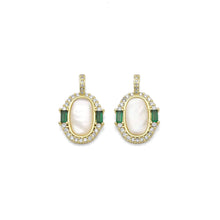 Load image into Gallery viewer, Green CZ Mother of Pearl Oval Charm, Sku#LX304
