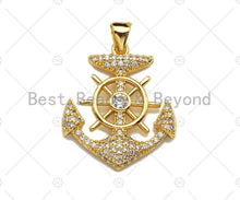 Load image into Gallery viewer, 18k Shiny Gold Boat Anchor Charms, Gold Anchor Charms, Anchor Pendant, Gold Pendant, Necklace Charms, 20x24mm, Sku#LK146