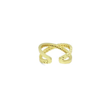 Load image into Gallery viewer, Clear CZ Criss Cross Gold Adjustable Ring, Sku#A183