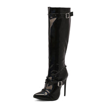 Load image into Gallery viewer, Women's Stiletto Heel Rivet Long Boots - Pointed Toe High Shaft Side Zipper Boots