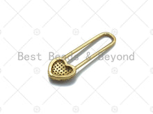 Load image into Gallery viewer, 18K Gold CZ Micro Pave Heart Lock Pendant, CZ Micro Pave Heart pendant, Lock Pave pendant, 11x34mm, sku#LK16