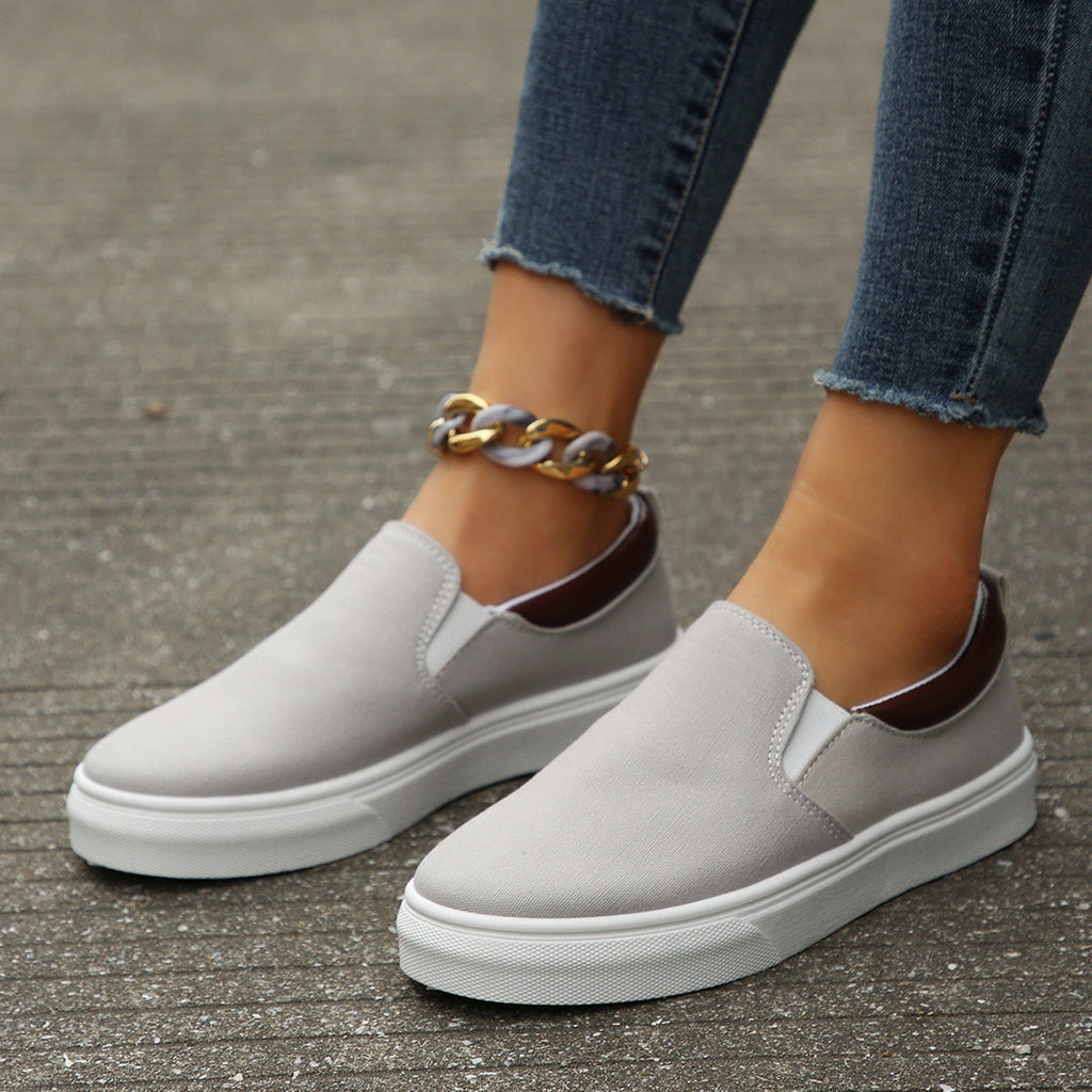 Women's Slip-On Flat Loafers | Color-Block Round Toe Casual Shoes