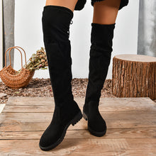 Load image into Gallery viewer, Women's Elastic Thick Sole Knee High Boots – Slip-On Square Heel Suede Over-the-Knee Boot