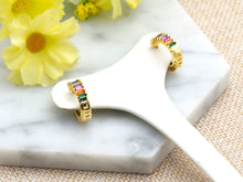 Load image into Gallery viewer, Rainbow CZ Micro Pave Huggie Earrings, sku#J46C