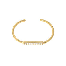 Load image into Gallery viewer, Gold Pearl Bar Bangle Bracelet, Sku#B350