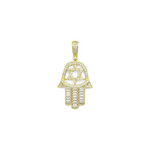 Load image into Gallery viewer, Clear CZ David Star On Hamsa Hand Shape Charm Pendant, Sku#LK1118
