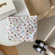 Load image into Gallery viewer, Quilted Floral Little Bear Makeup Bag - Women's Cosmetic Organizer Clutch with Cotton Lining