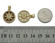 Load image into Gallery viewer, Gold CZ North Star On Round Coin Gemstone Charm, Sku#LX120