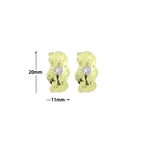 Load image into Gallery viewer, Silver Gold Hammered Hoop Earrings with Diamond, Sku#A469
