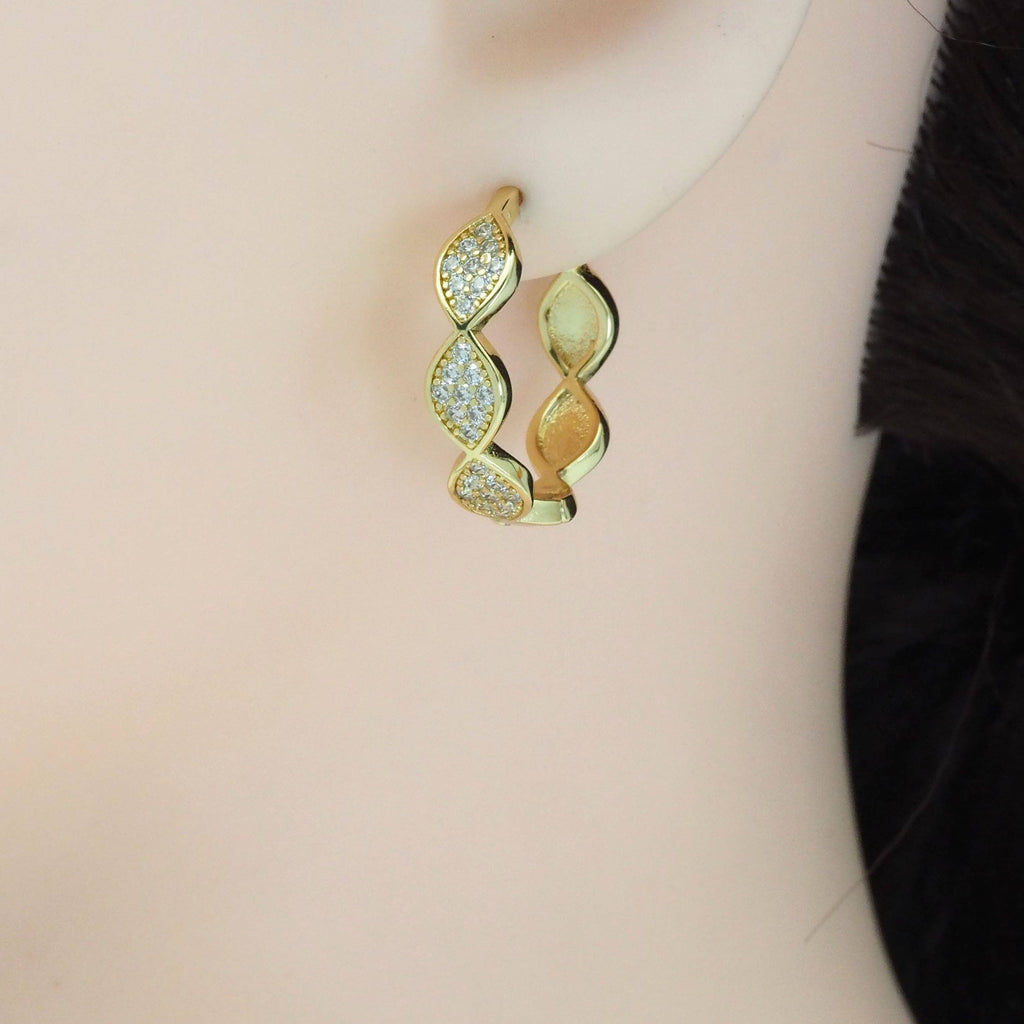 Gold Silver Oval Eye shape Link Hoop Earrings, Sku#A128