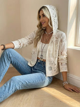 Load image into Gallery viewer, Womens Lace Hooded Cardigan Coat
