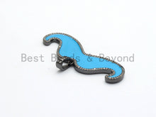 Load image into Gallery viewer, NEW Enamel Mustache Shape Cloud Shape Pendant, CZ Micro Pave Oil Drop Enamel pendant,Enamel pendant,Enamel Jewelry,18x52mm,sku#F621