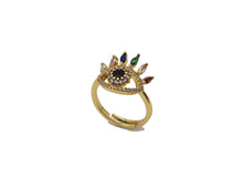 Load image into Gallery viewer, Colorful CZ Evil Eye Adjustable Ring,JL67