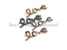 Load image into Gallery viewer, Rainbow CZ Micro Pave Love Letter Connector, Cubic Zirconia Love Pave Connector, Pave Connector, 12x34mm,sku# E420C