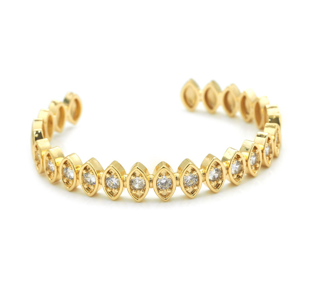 CZ Evil Eye Gold Adjustable Bracelet, Sku#X371