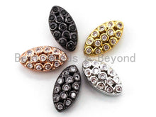 Load image into Gallery viewer, CZ Micro Pave Oval Beads with Clear Crystal for Bracelet/Necklace, Cubic Zirconia Spacer Beads, CZ Pave Charms, 7x13x5mm,sku#G280