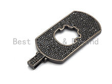 Load image into Gallery viewer, Large CZ Clear/Black Micro Pave Dog tag Hollow Out Skull Pen